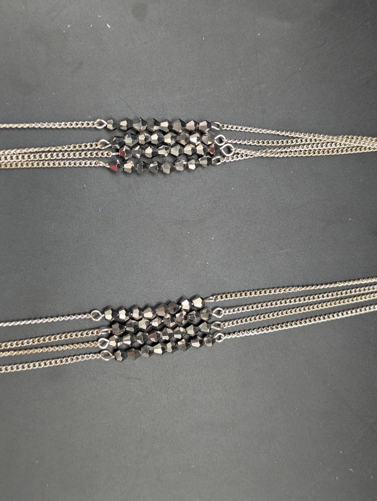 Multi Strand Silver Tone Layered Statement Neckla… - image 4