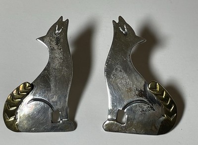 Vintage Sterling Silver Taxco Coyote Earrings 925 TB-96 Mark 12 g