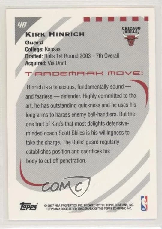 2006-07 Topps Trademark Moves Kirk Hinrich #48 - Image 2 of 2