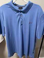 Greg Norman Play Dry Moisture Wicking Men's XL Blue Golf Polo Shirt Logo