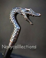 Antique Dragon Head Wooden Walking Stick Designer Cane Christmas Gift