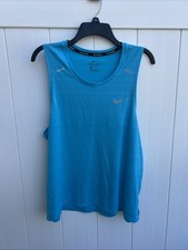 Nike Women's Running Dri-FIT Training Tshirt Tank Top Blue Sz Large