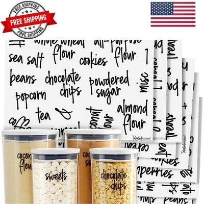 Pantry Labels for Food Containers - 157-Piece, Black Script Vinyl - Jar & Bin...