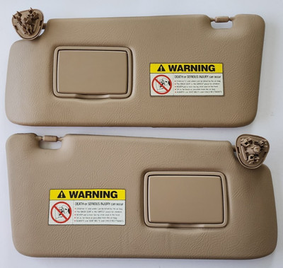 2002-2004 Honda CR-V Tan Brown Sun Visor Driver Passenger Side Pair LH RH OEM