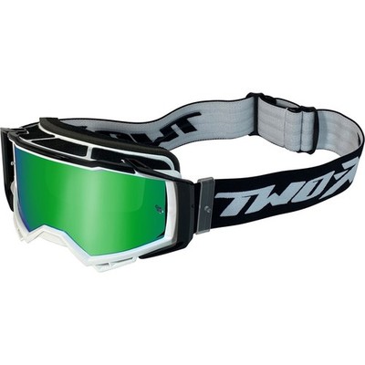 TWO-X Atom Cross Goggle BLIZZARD Green Mirror Shield Goggle White Black
