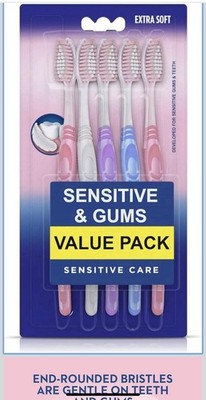 Oral-B Sensitive & Gums Extra Soft Toothbrush Value Pack 5 Ct Colors Adult NIP