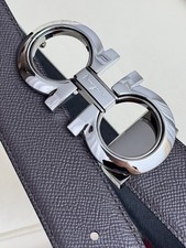 Ferragamo Reversible Belt Gift Reversible Brown Black Buckle Silver