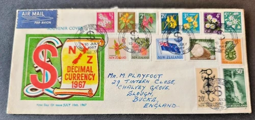 New Zealand 1967 Decimal Currency First Day Cover to 50c -no 25 c Value