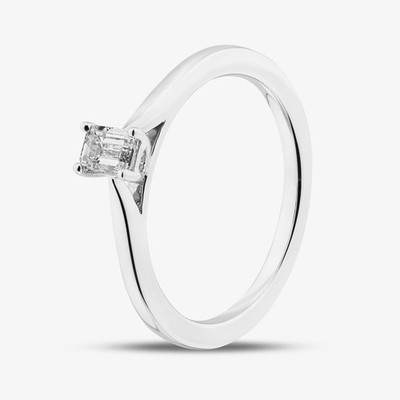 1888 Collection 9ct White Gold 0.33ct Emerald Cut Diamond Solitaire Ring EPP0...