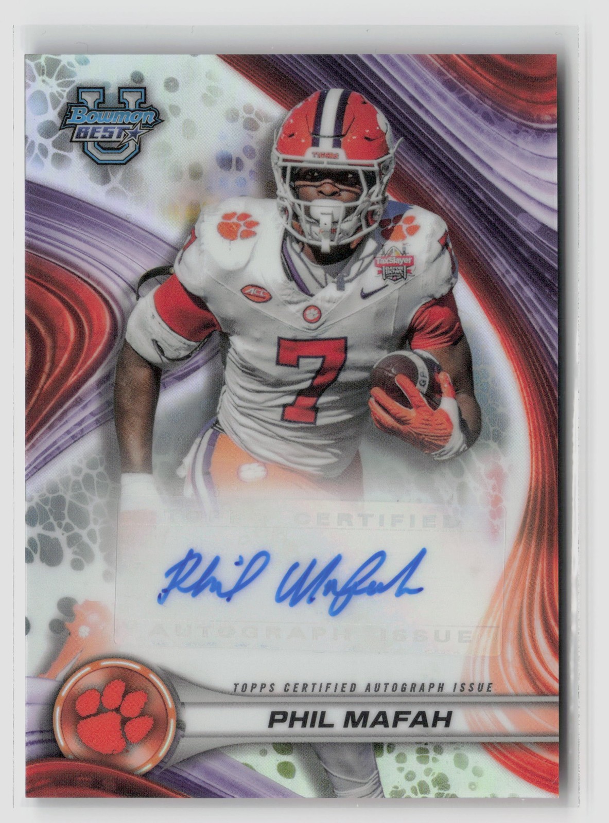 Phil Mafah #BOA-PM 2024 Bowman Auto Clemson Tigers