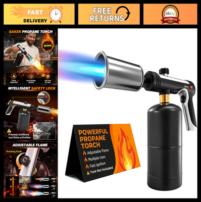 High-Heat Adjustable Propane Torch Gun - 3272°F Flame Thrower for BBQ, Cooking,