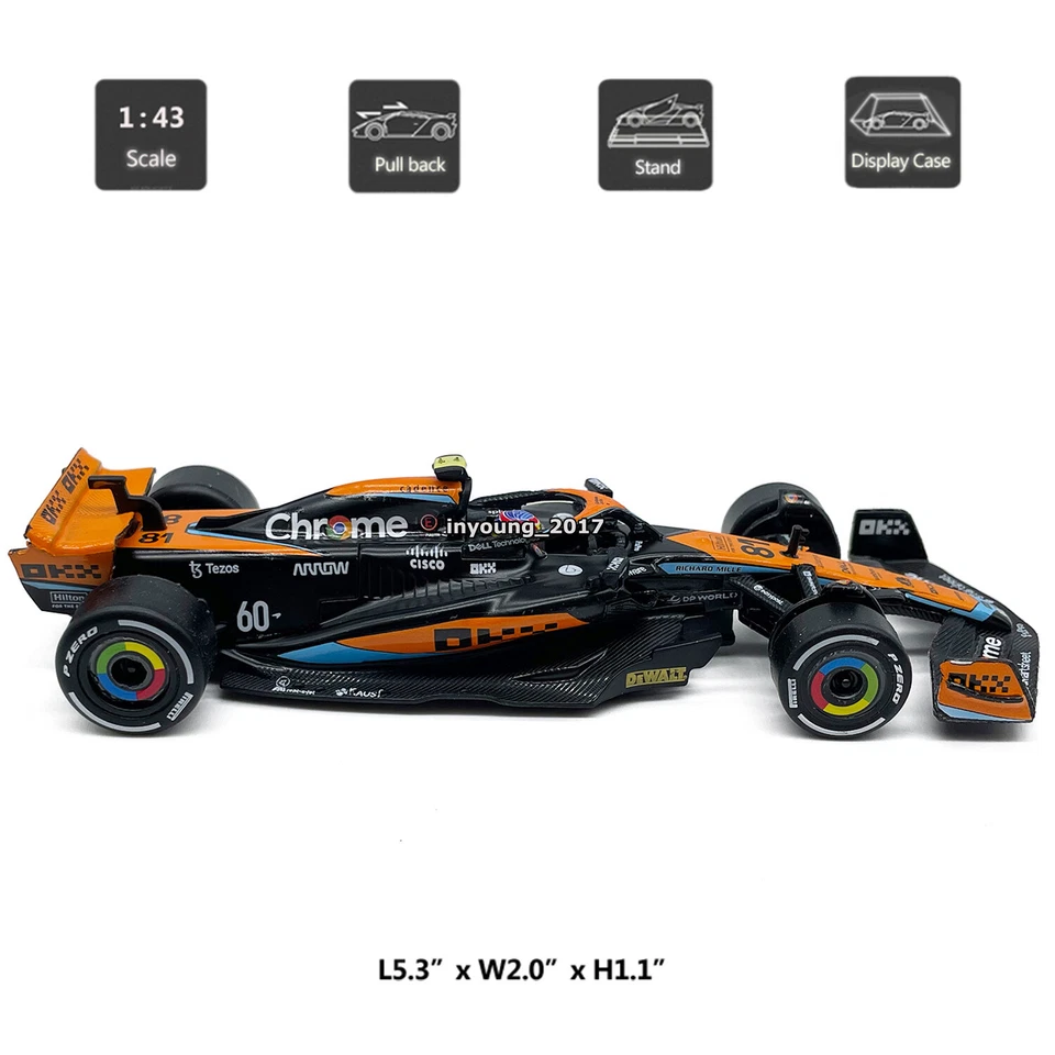1/43 2023 F1 McLaren MCL60 Model Car Diecast Collectible Vehicle Oscar Piastri - Image 2 of 4