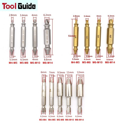 4pc/5pc Damaged Screw Extractor Ezy Set Easy Out Broken Screw Bolt Remover Kit - Picture 6 of 9