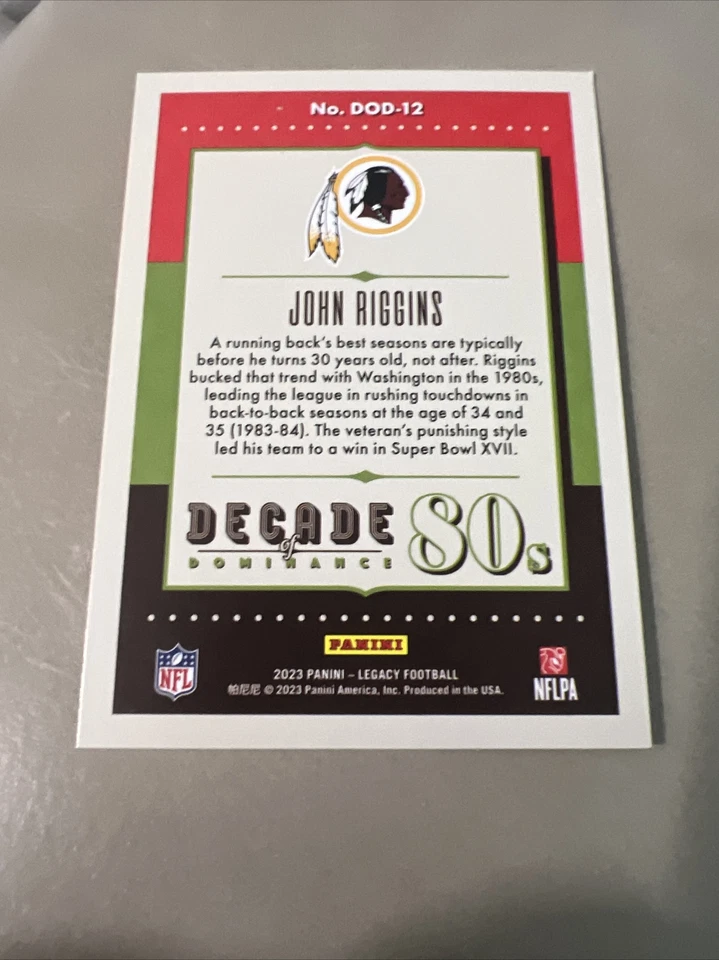 2023 Panini Legacy Football #DOD-12 John Riggins Decade of Dominance Redskins - Image 2 of 2