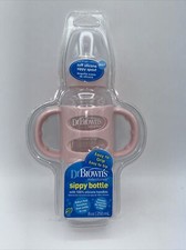 Pink Dr. Brown's Milestones Transitional Sippy Bottle Silicone Handles 8oz NEW
