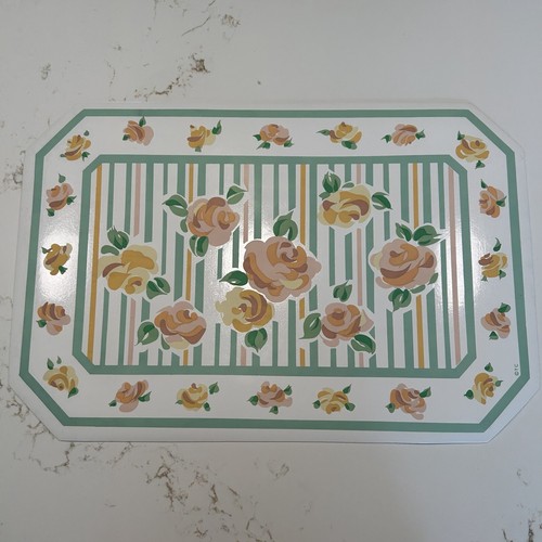 Vintage Town & Country Linen Pink Teal Floral Vinyl Placemats Set Of 4 Country - Picture 6 of 11