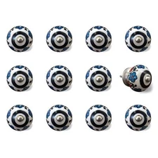 1.5 X 1.5 X 1.5 White Black And Navy  Knobs 12 Pack