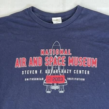 Smithsonian Institution Shirt Men’s L Blue Air  Space Museum DC Aviation 2315