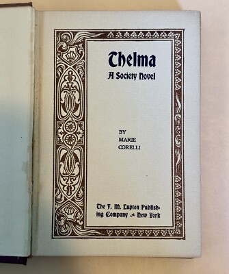Thelma A Society Novel By Marie Corelli Hardcover