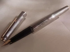 Montblanc Fountain Pen Chrome Plated GT Steel Nib Name Carved