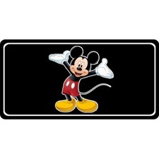 mickey mouse disney on black logo metal license plate made in usa