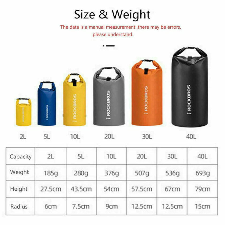 ROCKBROS 40L Bolso de Hombro Exterior Camping Senderismo Mochila Impermeable Bolsas Redondas Foto 2 de 4