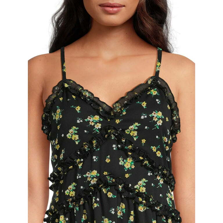No Boundaries Women Juniors Floral Ruffle Midi Dress Black Many sizes | eBay No Boundaries Women Juniors Floral Ruffle Midi Dress Black Many sizes | eBay