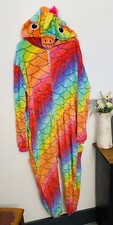 Arco Iris Dragón Unicornio Adulto Vellón Juegos con disfraces Rave Festival Acogedor Pijama M Disfraz