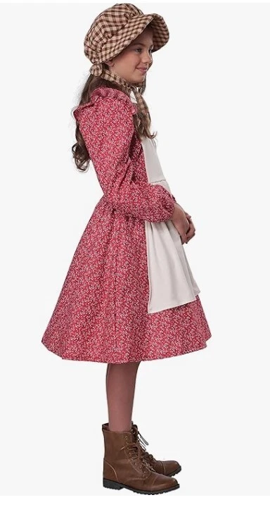 Usado Una Vez, Disfraz de Colono Fronterizo Rojo para Niña Talla MEDIANA Foto 2 de 3