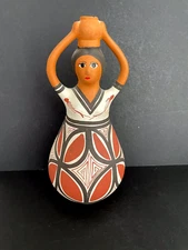 Vintage Indigenous Woman 9.5" Figurine Terra-Cotta Ceramic Folk Art