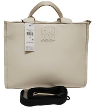DKNY Donna Karan Cream Hadlee Med Tote Detachable Crossbody Strap Satchel NWT