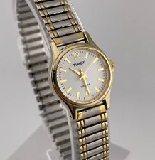 Timex Womens Watch 20mm Case Two Tone Stretch Bracelet Quartz Three Hands