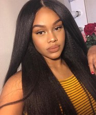 Women Long Yaki Straight Wig Black Full Wigs Yaki Straight Wig Heat Safe Soft
