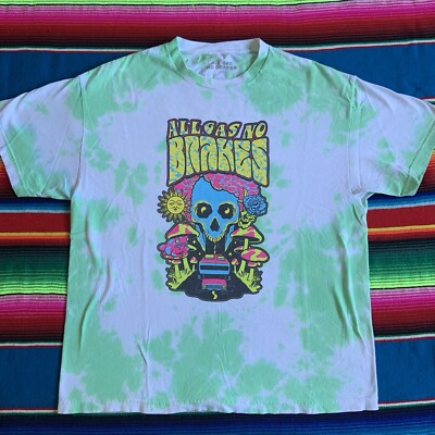 All Gas No Brakes Andrew Callaghan Tour T Shirt Large Green White Tie Dye