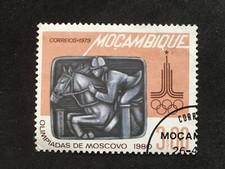 MOZAMBIQUE MOCAMBIQUE 1979 OLYMPIC GAMES MOSCOW 1980 $3 BROWN EQUESTRIAN - FU 3E