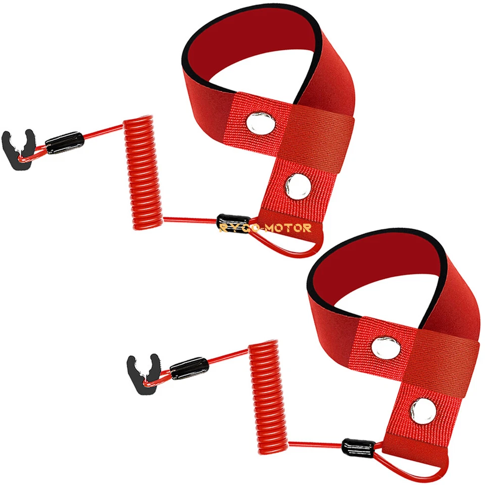 2PCS Stop Kill Safety Key Lanyard for Kawasaki Jet Ski JT750 900 1100 1200 1500 - Image 2 of 4