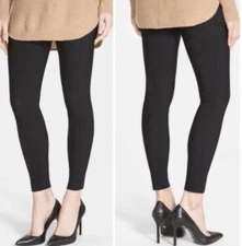 Spanx Black micro rib knit control top skimmer leggings size S