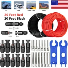 Black Red 10 AWG Solar Panel Extension Cable Silicone Flexible Wire Connectors