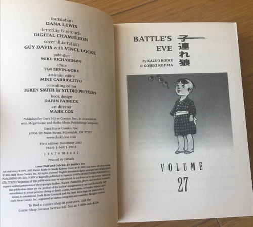 Lone Wolf And Cub Vol. 27 Battle’s Eve PB Orig V RARE 1st Print Dark Horse 2002 - Picture 10 of 20