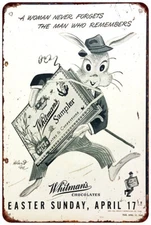 1949 Easter Bunny in a Suit art Whitman's Sampler Candy Reproduction metal sign
