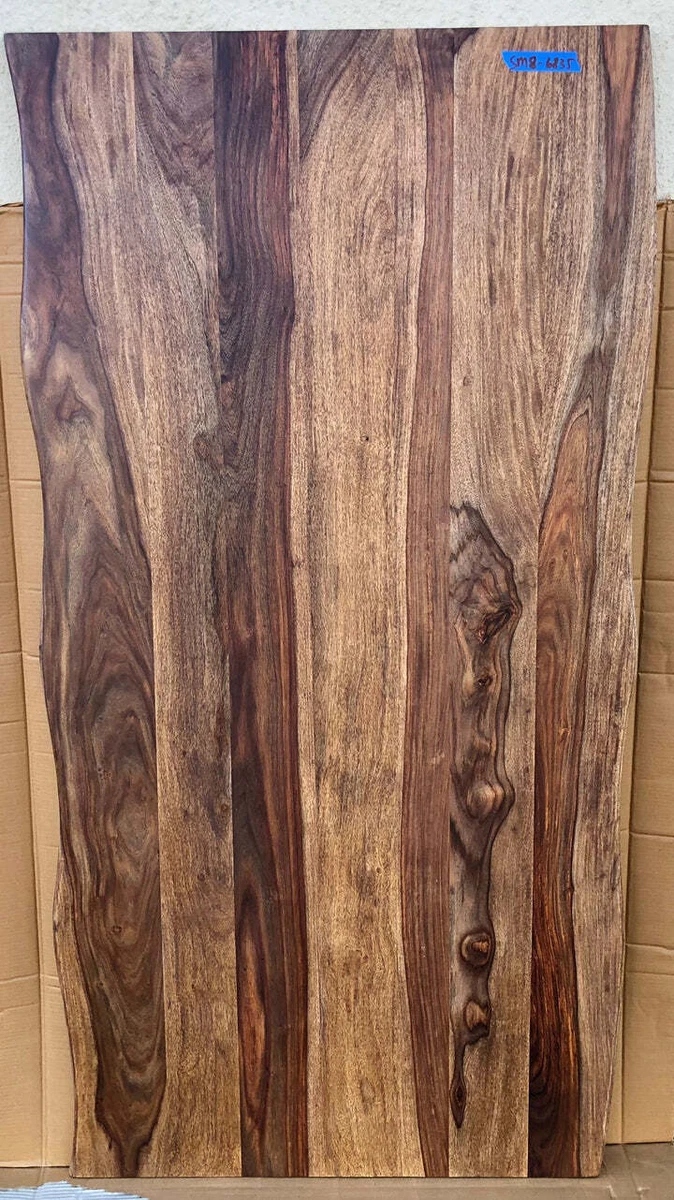 SM8 6835 Live edge sheesham wood dining table with wood legs