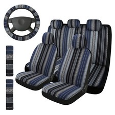 Baja Saddle Blanket Car 5 Seat Covers Full Set Washable Breathable Striped Woven