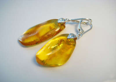 Massive Natural Beautiful Baltic Honey Amber Earring !!!