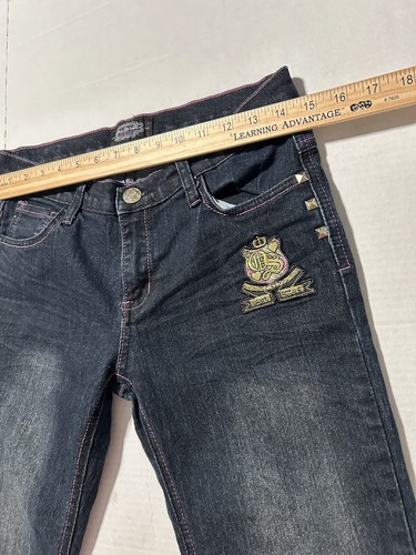 Old Skool Flare Jeans Women’s Size 5 Embroidered Y2K Flap Pockets Denim 90’s - Picture 4 of 8