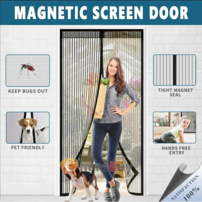 Magnetic Screen Door Mesh Curtain Durable Heavy Duty Mosquito Net Bug Hands Free