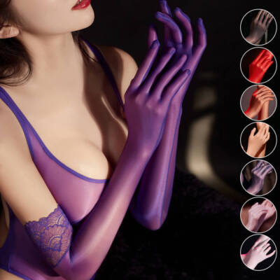 Damen Glossy Oil Shiny Fancy HANDSCHUHE 5 Fingers Wedding Allure Elegant Gloves