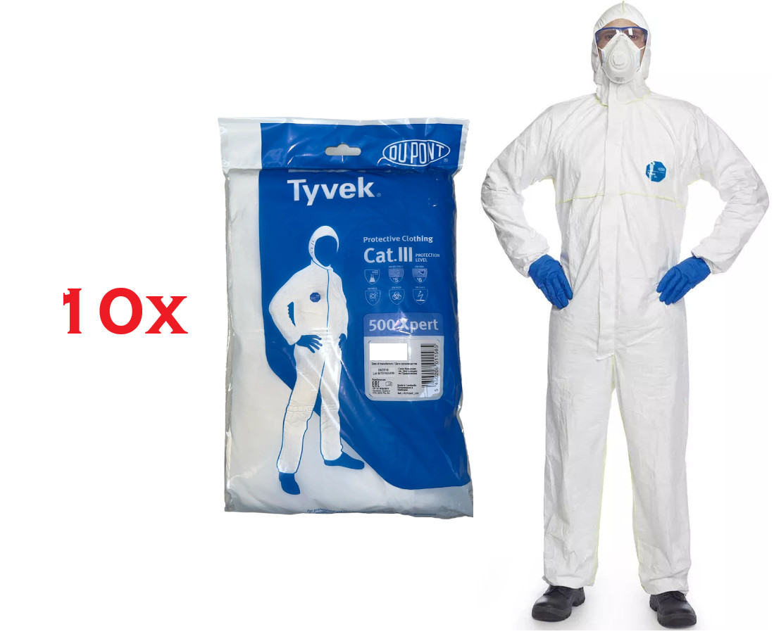 6 x DuPont Tyvek 500 Xpert Hooded Protective Disposable Coverall Size XL - Image 10
