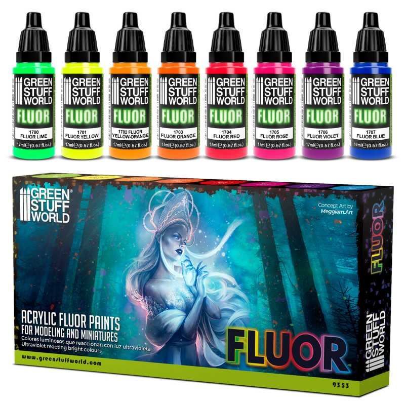 Green Stuff World Acrylic Fluorescent Fluor Paints Set