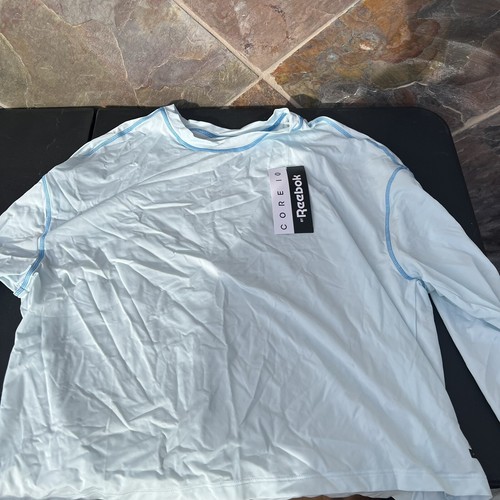Reebok Core 10 Women's Loose Fitting Long Sleeve M Shirt Fitness Chalk Blue - Picture 2 of 6