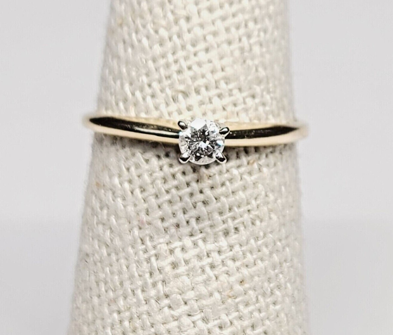 Solid 14K Yellow Gold .15ct Diamond Solitaire Rin… - image 1